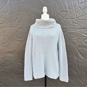 Talbots Gray Cotton Knit Sweater TurtleNeck Chunky Womens Size Large